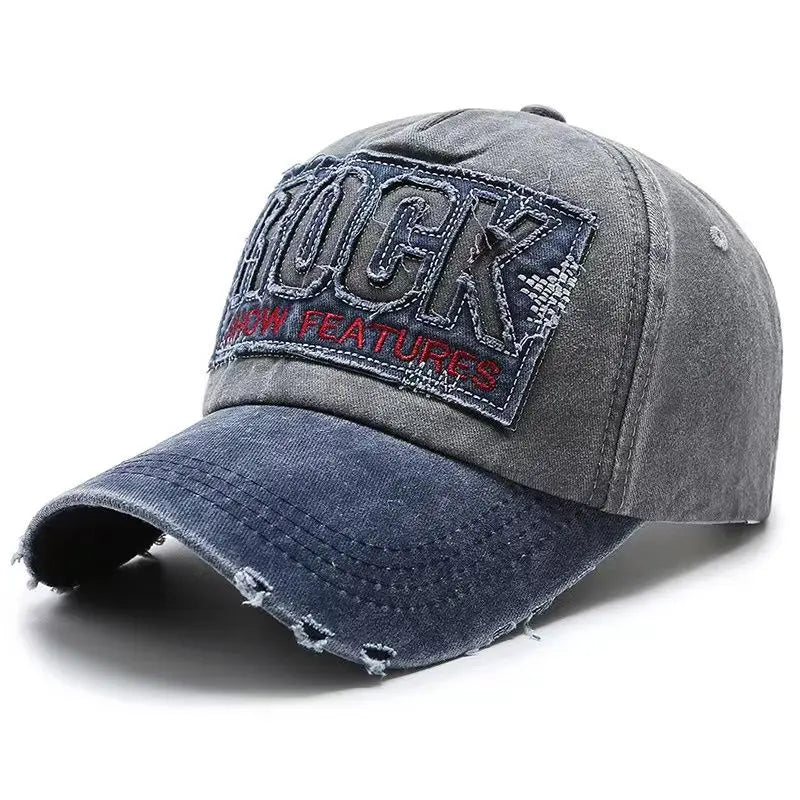 Висококачествена памучна бейзболна шапка с бродерия ROCK за мъже и жени, snapback шапка за спорт на открито и защита от слънце