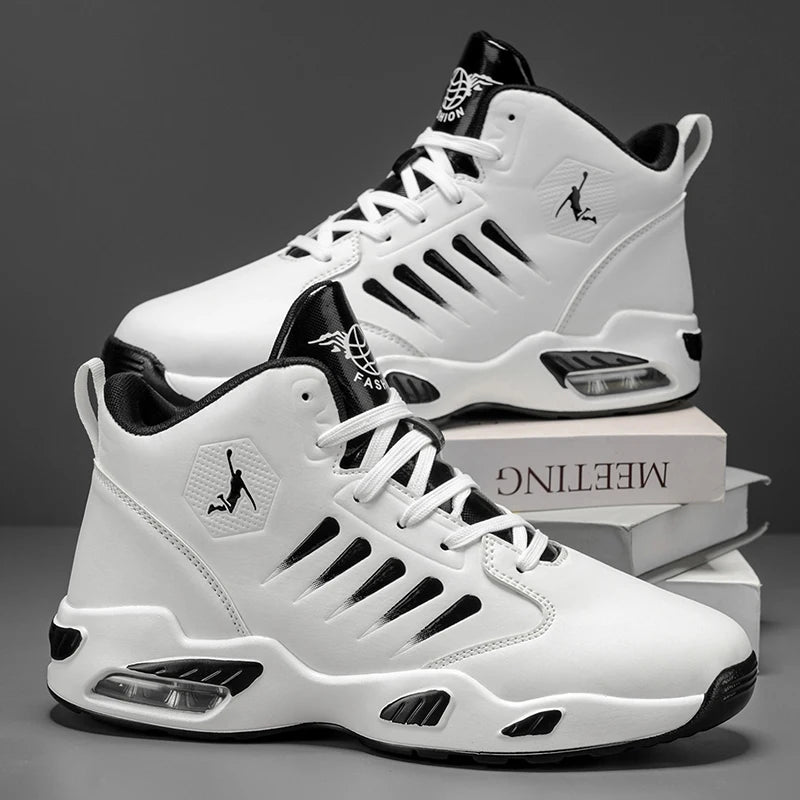 Men's High-Top Basketball Shoes Feature a Breathable Mesh Design for Maximum Comfort Outdoor Shock-Absorbing Running Shoes, High-Rebound Cushioning Technology, Make Running Smoother and More Comfortable, Enhance Support, Styl