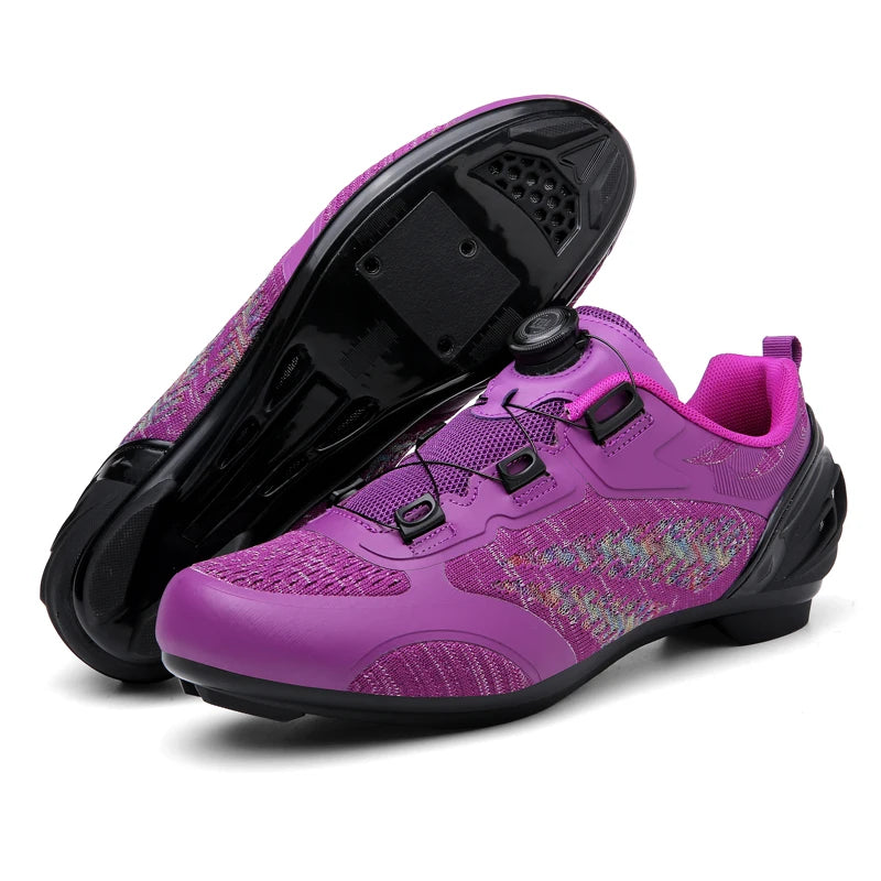 Mtb Cycling Shoes Men Women T03 Purple Breathable Speed Self-Locking Road Cycling Sports Shoes Outdoor Racing Training Sneakers