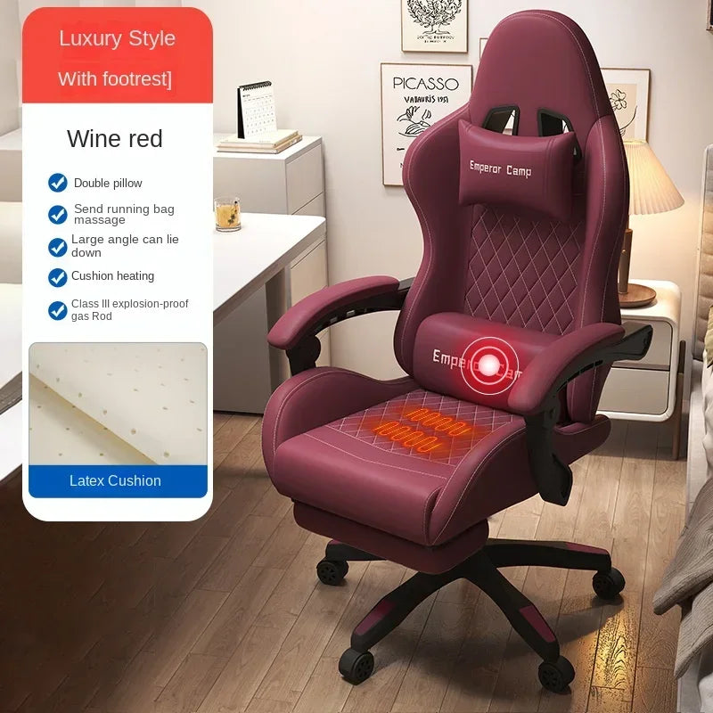 Sedia gaming Hestora in pelle PU, grande e alta, sedia ergonomica da computer con schienale alto, poggiapiedi e supporto lombare massaggiante per adulti