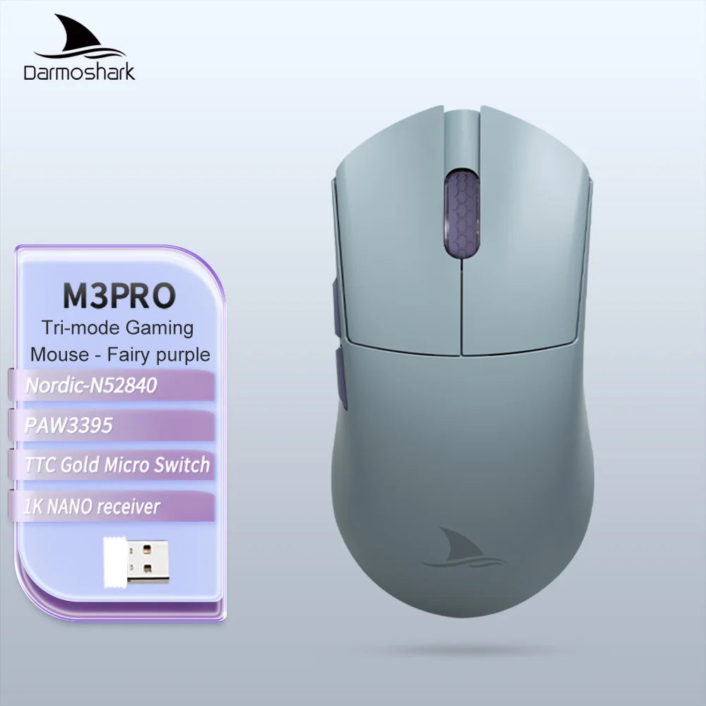Darmoshark M3Pro -pelihiiri 2.4G BT Wireless Tri-Mode PAW3395 -sensorilla N52840 26000DPI, isokätinen makroajurihiiri pelaamiseen