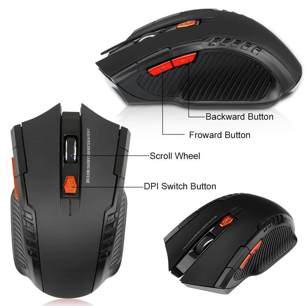 Mini mouse wireless 2.4G con ricevitore USB, 1600DPI, mouse ottico wireless professionale con scorrimento destro USB per laptop, PC e gamer