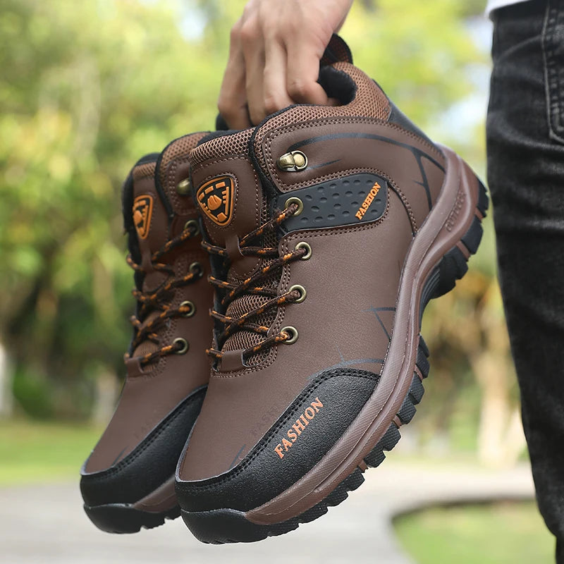 Retro Men Hiking Boots for Spring Autumn Comfort Breath Anti Slip Hiking Shoes Outdoor Camping Waterproof Work Shoes Sizes 39-46