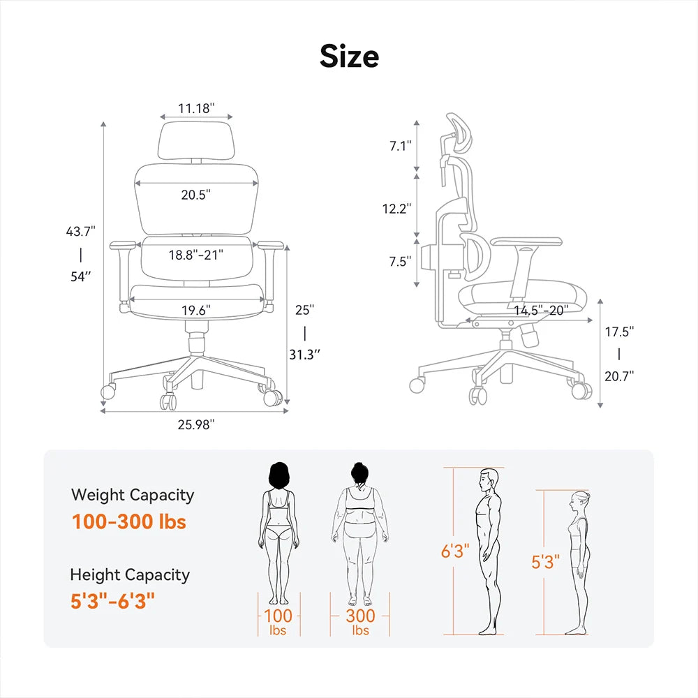 Newtral NT001 Ergonomic Office Chair with Auto-following Lumbar Support, Adjustable Armrest Headrest
