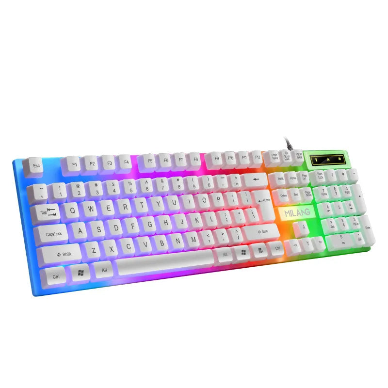 KEBIDUMEI USB-Kabeltastatur, RGB-beleuchtete Gaming-Tastatur, 104 Tasten, Standardtastatur, Membrantastatur für PC, Laptop, Windows, IOS