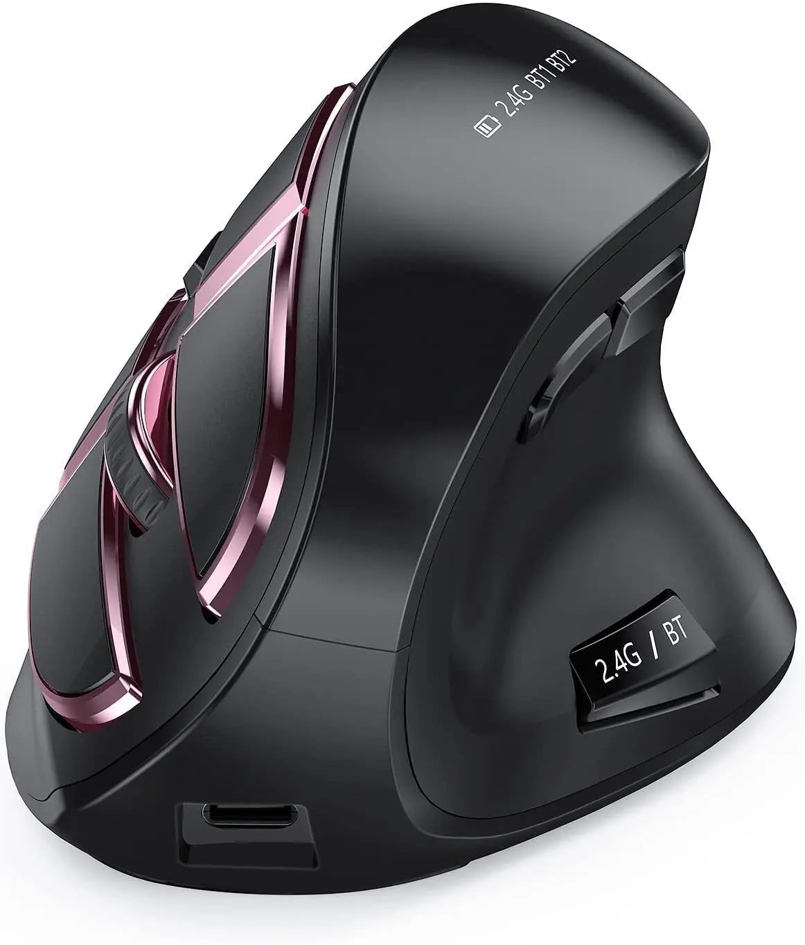 Jomaa 2.4G+Bluetooth vertikale kabellose Maus für Apple Mac Laptop Notebook, 9 Tasten, wiederaufladbare Gaming-Maus für PC iPad