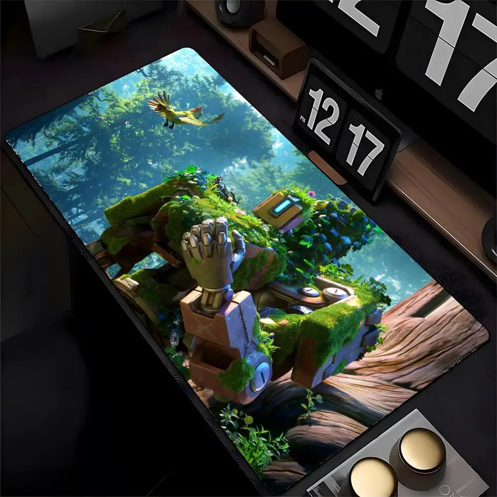 Overwatch Genji podloga za miš s HD ispisom za računalne igrače, prošiveni rub, neklizajuća podloga XXL90x40cm za tipkovnicu i PC stol