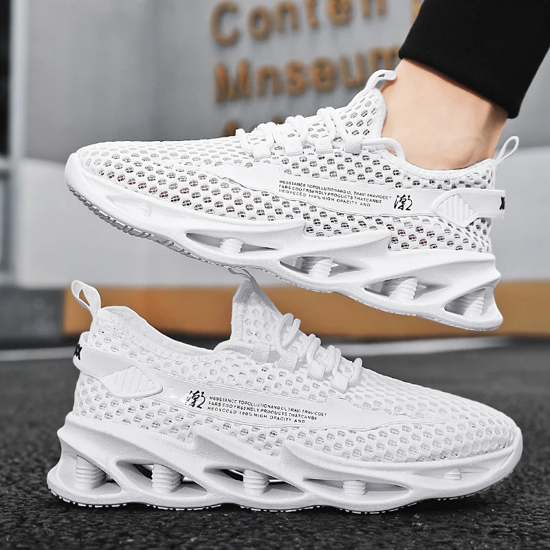 2025 New Summer Sneakers Men Mesh Breathable Running Tennis Shoes Outdoor Sports Tenis Masculino White Casual Walking Shoes size