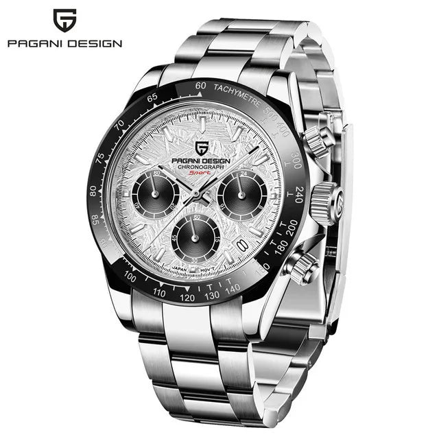 PAGANI DESIGN V2 40MM Quadrante meteorite Orologio da uomo al quarzo Cronografo retro in zaffiro Orologio impermeabile da uomo Reloj0 hombr