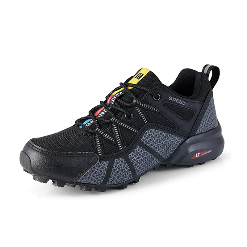 Męskie buty trekkingowe — terenowe buty sportowe outdoor, oddychająca siateczka, antypoślizgowe i odporne na zużycie, do wędrówek i jazdy na rowerze na zewnątrz