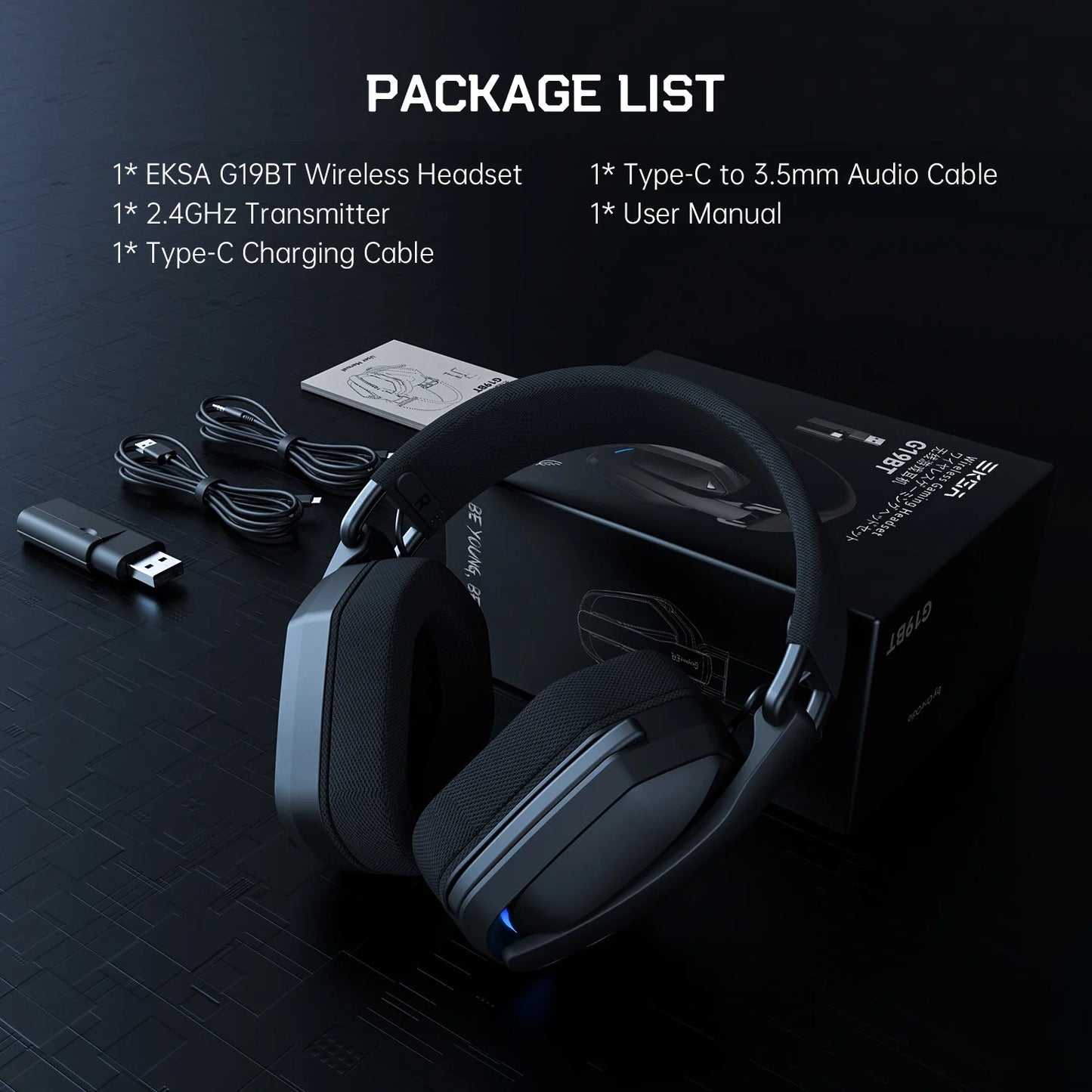 EKSA 2.4GHz Wireless Gaming Headset with Mic – Bluetooth Gaming Headphones for PC, PS5 & Xbox, Ultralight Foldable Over-Ear Headset
