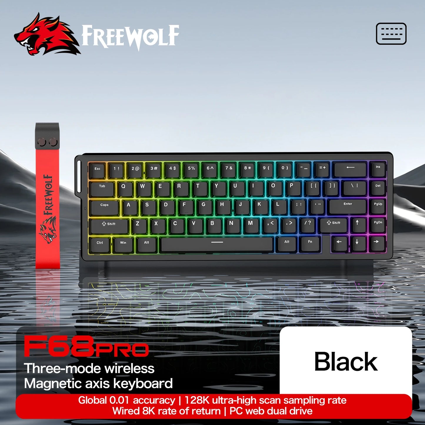 Magnetic Switch Keyboard ATTACK SHARK X68HE X68PRO HE and FREEWOLF F68 Wired F68Pro Wireless for Pro Gaming 0.01mm Rapid Trigg