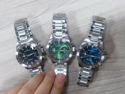 PAGANI DESIGN 2024 New Wide arrow Moon Men's Watches Luxury Quartz Watch For Men Sport Retro Chronograph VK64 AR Sapphire glass