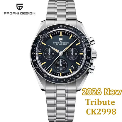 Nuevo reloj para hombre PAGANI DESIGN V6 Moon 2026, cronógrafo deportivo Speed, reloj de cuarzo para hombre, cristal de zafiro AR, bisel de cerámica, reloj seguro
