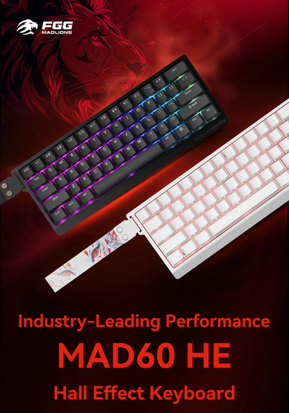 FGG MADLIONS MAD 60/68 Pro Teclado mecánico con interruptor magnético, cableado, 68%, teclados gaming con Rapid Trigger RGB, teclados personalizados