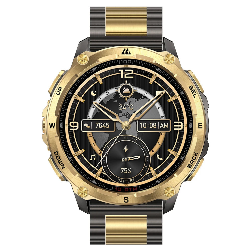 KOSPET Tank T4 SE Men's Rugged Smart Watch Military Grade Full Stainless Steel GPS 100M Waterproof 45M Freediving Health Monitor