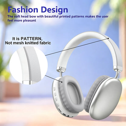 Casque sans fil supra-auriculaire, puce intelligente 5.3, longue autonomie, son HiFi, micro confortable pour jeux, compatible iPhone, Android, PC