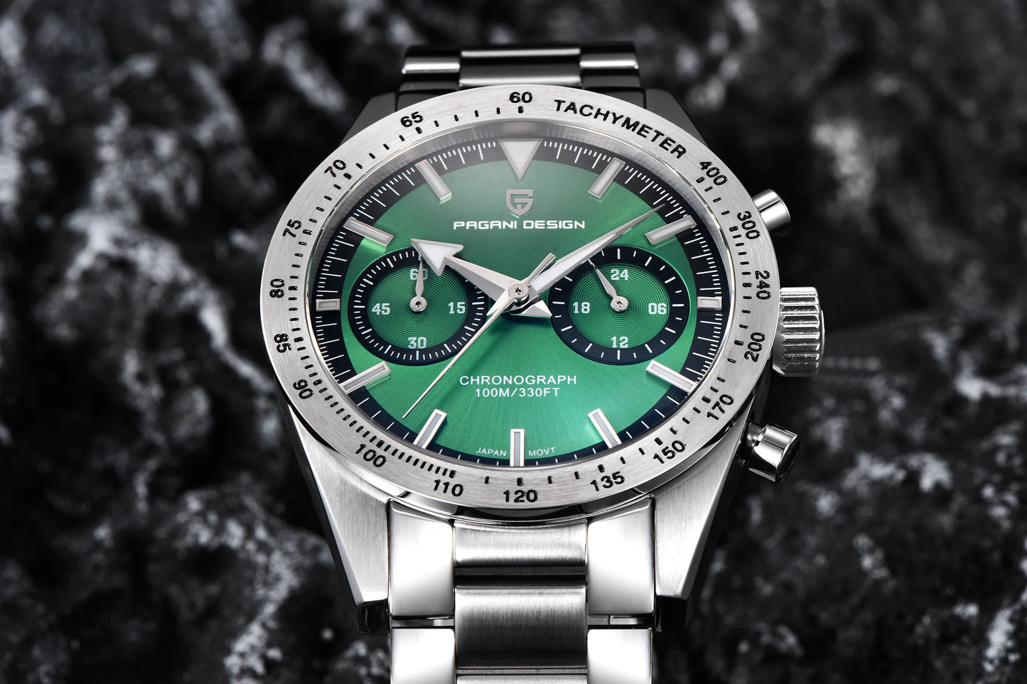 PAGANI DESIGN 2024 New Wide arrow Moon Men's Watches Luxury Quartz Watch For Men Sport Retro Chronograph VK64 AR Sapphire glass