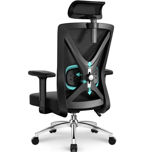 Hiazurm Office Chair Ergonomic, Desk Chair with Lumbar Support 3D, Height-adjustable Office Chairs for home with Adjustable Headrest and Armrests, Computer Chairs Ideal for Company,  Home and Gaming