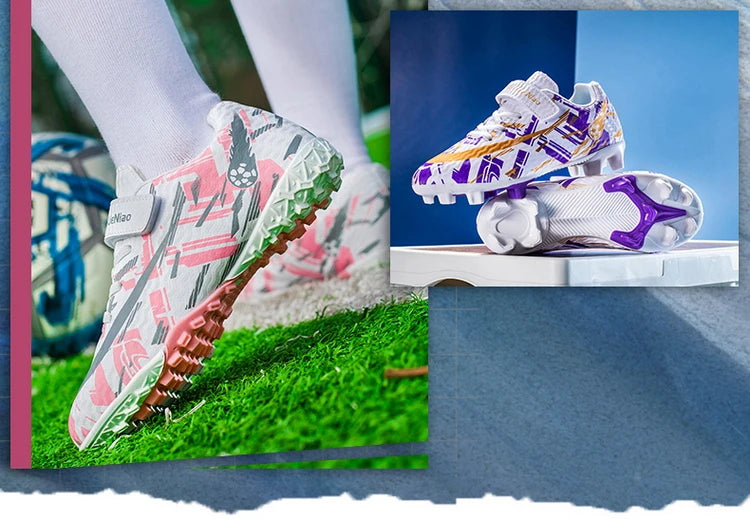 Kids Football Boots Soccer Shoes FG/TF School Football Boots Boys Girls Cleats Grass Sneakers Child Outdoor Athletic Training