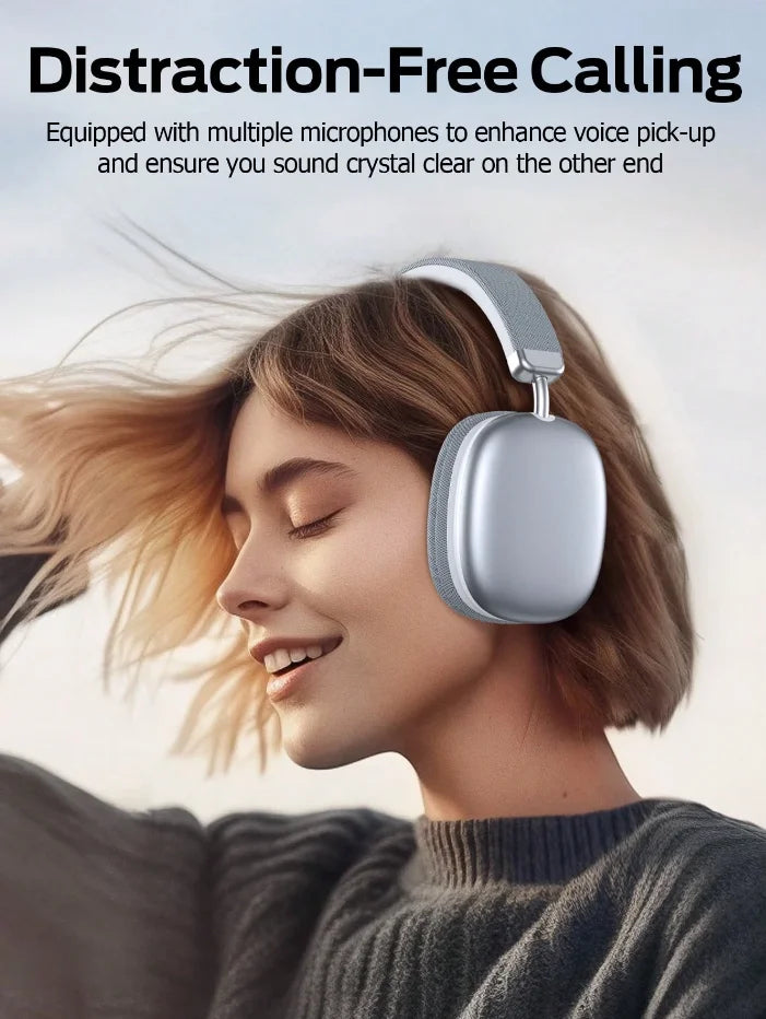 Casque sans fil supra-auriculaire, puce intelligente 5.3, longue autonomie, son HiFi, micro confortable pour jeux, compatible iPhone, Android, PC