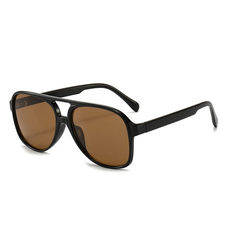 Retro Oversized Polarized Sunglasses Women Fashion Pilot Sun Glasses Men Vintage Gradient Lens Black Yellow Trendy Shades UV400