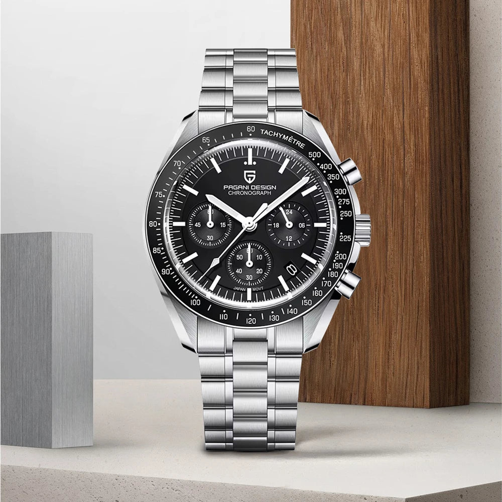 Nuevo reloj para hombre PAGANI DESIGN V6 Moon 2026, cronógrafo deportivo Speed, reloj de cuarzo para hombre, cristal de zafiro AR, bisel de cerámica, reloj seguro