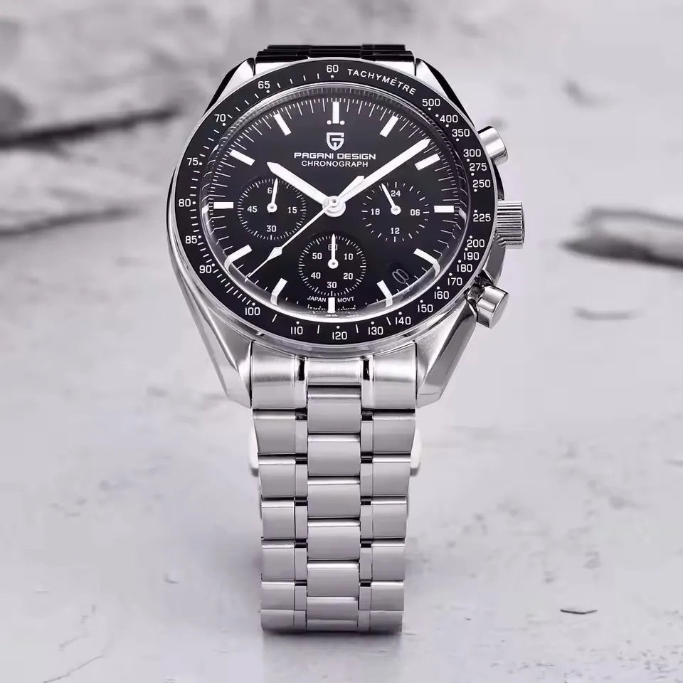 Nuevo reloj para hombre PAGANI DESIGN V6 Moon 2026, cronógrafo deportivo Speed, reloj de cuarzo para hombre, cristal de zafiro AR, bisel de cerámica, reloj seguro