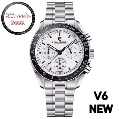 Nuevo reloj para hombre PAGANI DESIGN V6 Moon 2026, cronógrafo deportivo Speed, reloj de cuarzo para hombre, cristal de zafiro AR, bisel de cerámica, reloj seguro