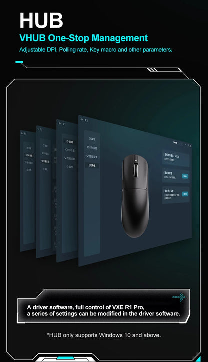 Ratón gaming inalámbrico ATK VXE Dragonfly R1 Pro MAX PAW3395 R1 SE Plus, ratón FPS esports personalizable, recargable y ligero