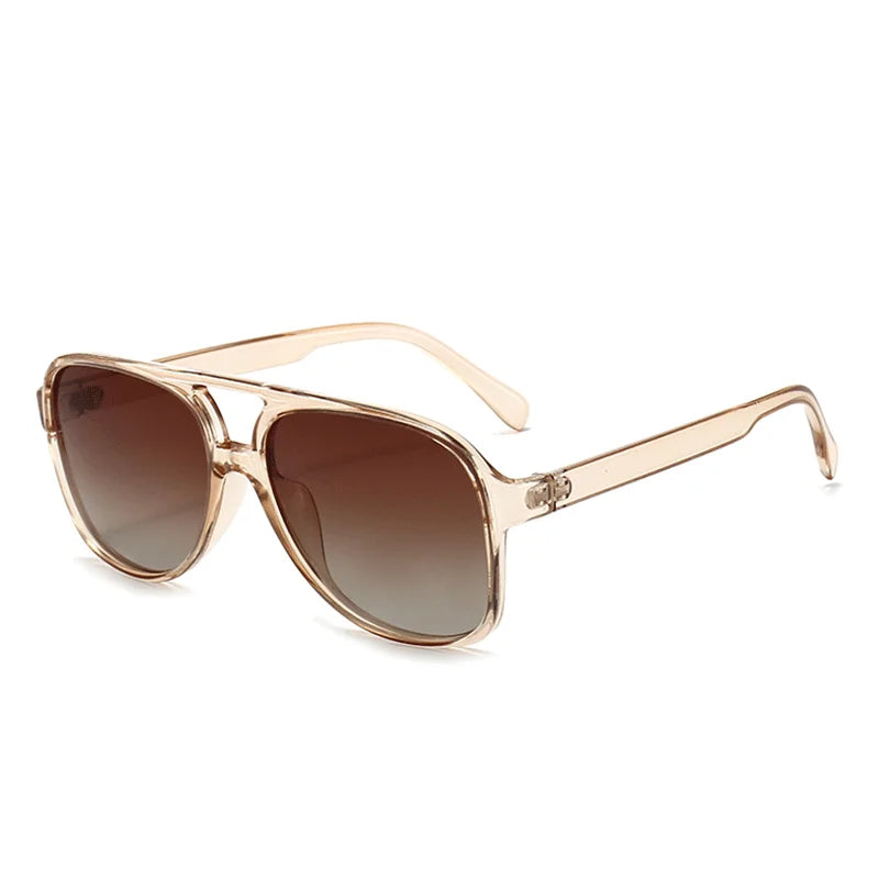 Retro Oversized Polarized Sunglasses Women Fashion Pilot Sun Glasses Men Vintage Gradient Lens Black Yellow Trendy Shades UV400