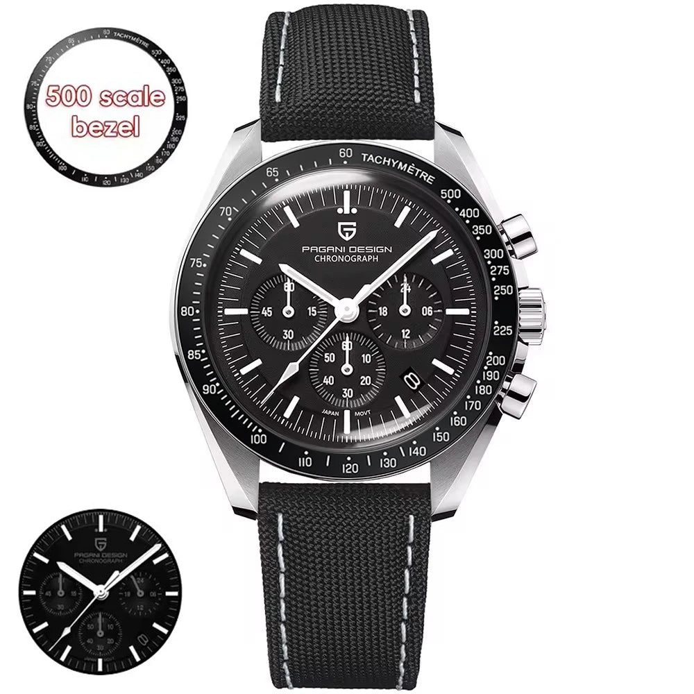 Nuevo reloj para hombre PAGANI DESIGN V6 Moon 2026, cronógrafo deportivo Speed, reloj de cuarzo para hombre, cristal de zafiro AR, bisel de cerámica, reloj seguro