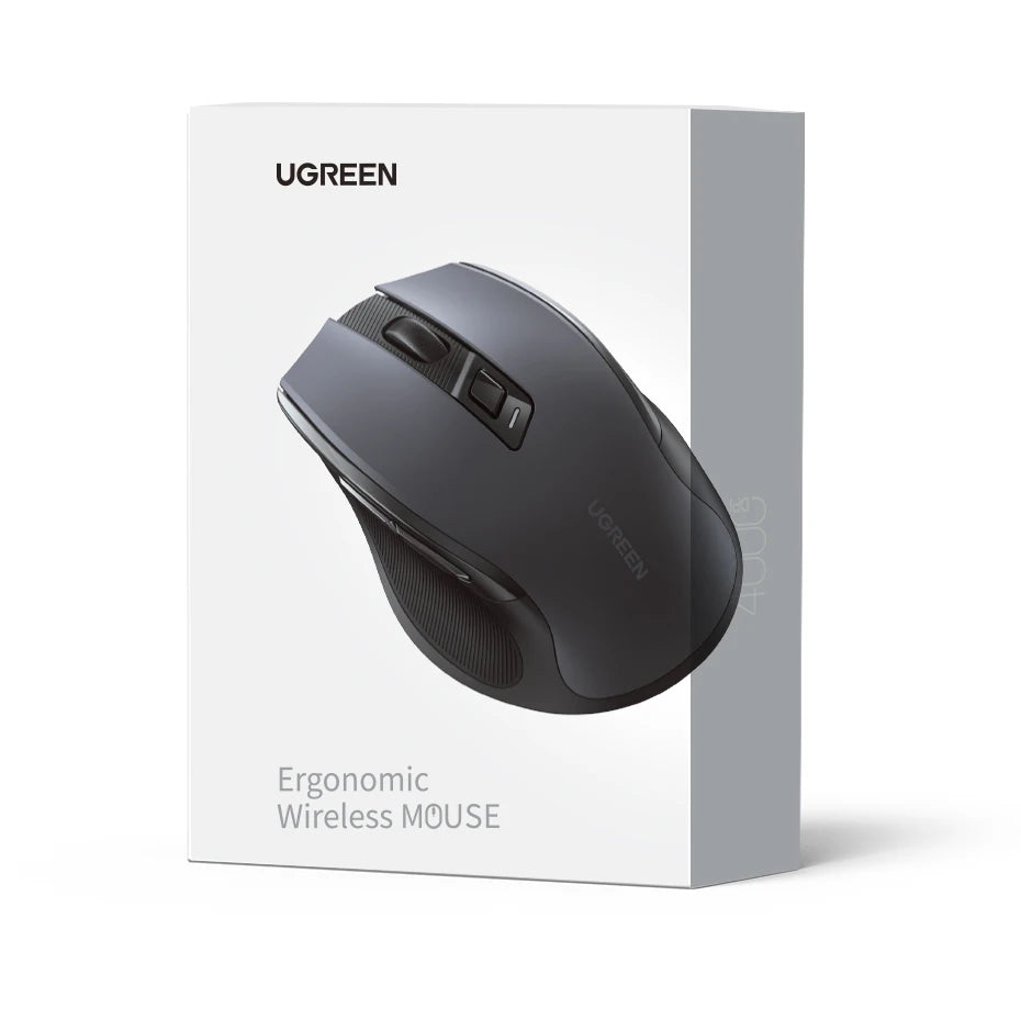 Bezdrátová myš UGREEN Bluetooth 5.0, ergonomická myš 4000 DPI se 6 tichými tlačítky pro MacBook, tablet, notebooky, počítač PC, 2.4G myš