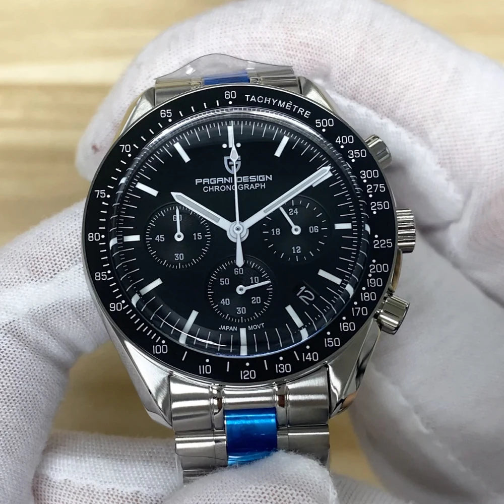 Nuevo reloj para hombre PAGANI DESIGN V6 Moon 2026, cronógrafo deportivo Speed, reloj de cuarzo para hombre, cristal de zafiro AR, bisel de cerámica, reloj seguro
