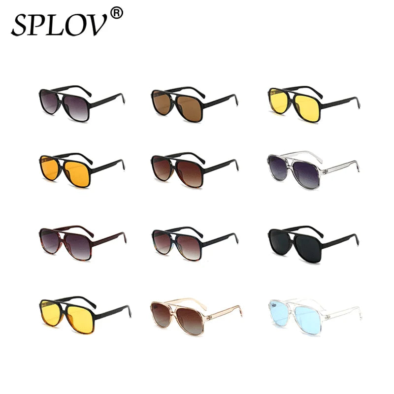 Retro Oversized Polarized Sunglasses Women Fashion Pilot Sun Glasses Men Vintage Gradient Lens Black Yellow Trendy Shades UV400