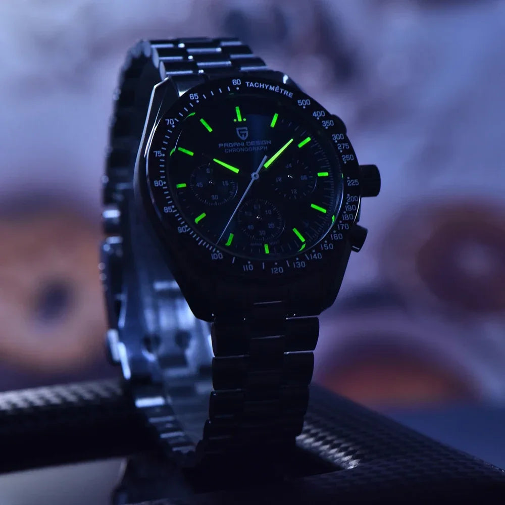 Nuevo reloj para hombre PAGANI DESIGN V6 Moon 2026, cronógrafo deportivo Speed, reloj de cuarzo para hombre, cristal de zafiro AR, bisel de cerámica, reloj seguro