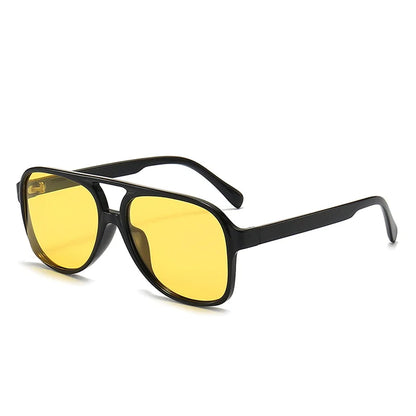 Retro Oversized Polarized Sunglasses Women Fashion Pilot Sun Glasses Men Vintage Gradient Lens Black Yellow Trendy Shades UV400