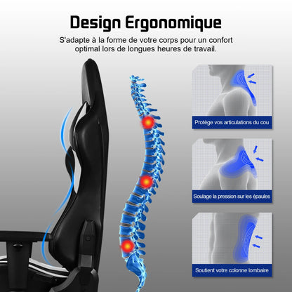Hiazurm Office chair，Gaming chair for adults with adjustable backrest and armrests，Gaming chair with 3D wing contour design，Ergonomic office chair with S-shaped back support，Gaming chair with one-piece steel frame