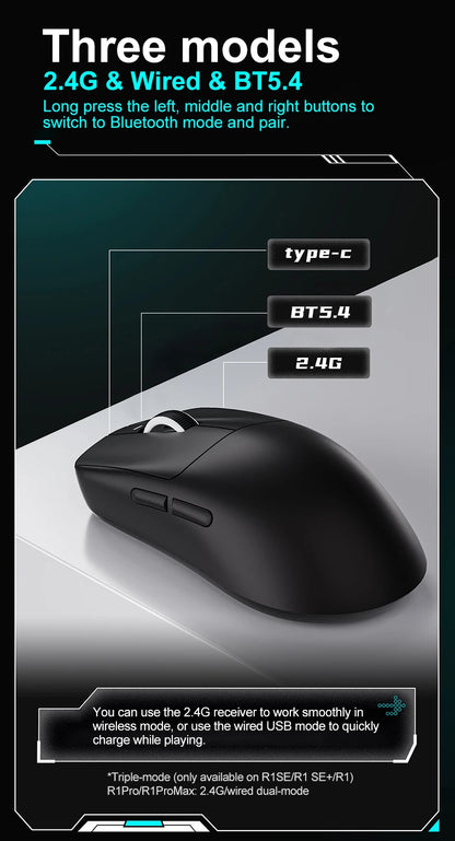 Ratón gaming inalámbrico ATK VXE Dragonfly R1 Pro MAX PAW3395 R1 SE Plus, ratón FPS esports personalizable, recargable y ligero