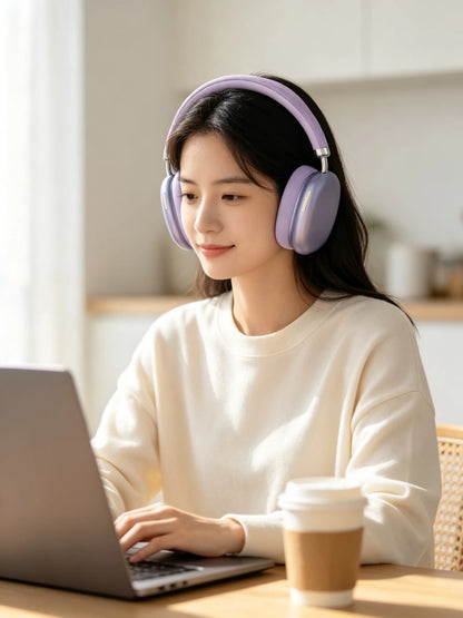 Casque de sport sans fil, casque Bluetooth avec microphone pour appels, coussinets d'oreille en tissu confortables