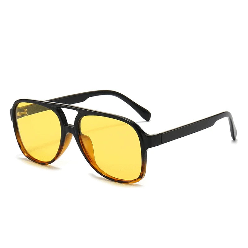 Retro Oversized Polarized Sunglasses Women Fashion Pilot Sun Glasses Men Vintage Gradient Lens Black Yellow Trendy Shades UV400