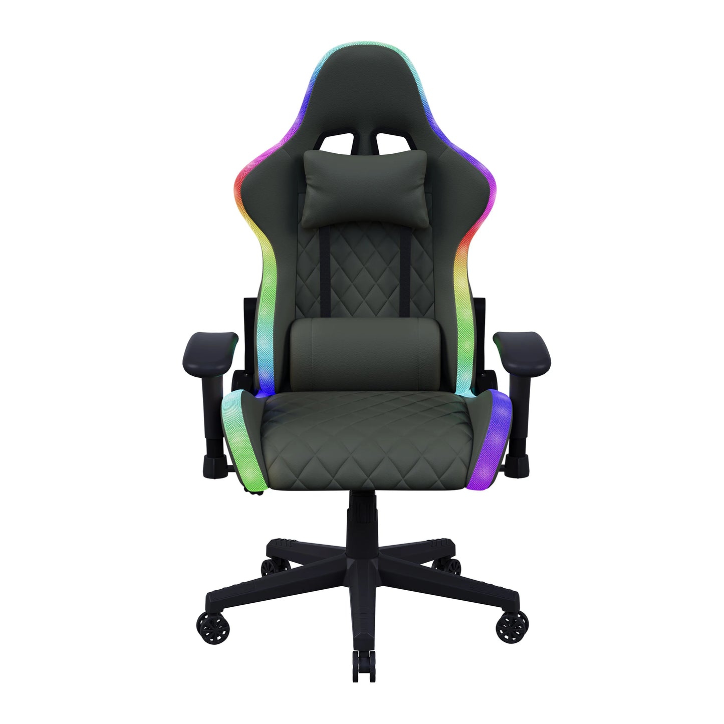 Comanlai Rgonomic Gaming Chair with RGB Lighting, PVC Leather Computer Chair, Adjustable Seat Height and Backrest, Waist Massage