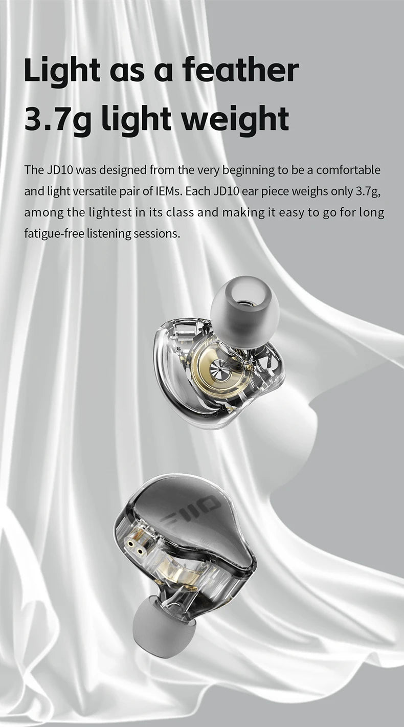 FiiO JD10 3.5mm / Type-C Wired In-Ear Earphone Hi-Res Audio HIFI Bass Stereo Music Earbuds Sport Gaming Headset