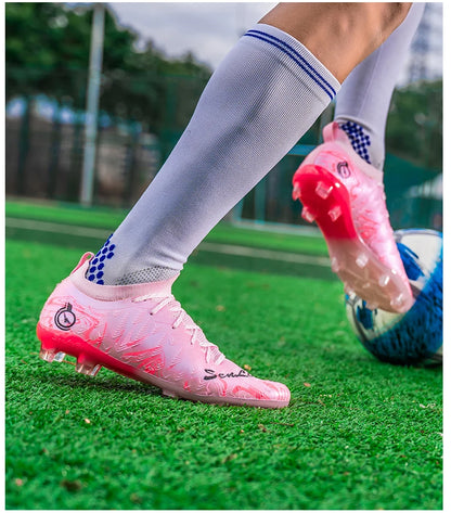 Miesten ammattilaisjalkapallokengät, korkeavartiset jalkapallonappikset FG & TF, tennarit ulkoharjoitteluun ja otteluihin, moniväriset, kulutusta kestävät