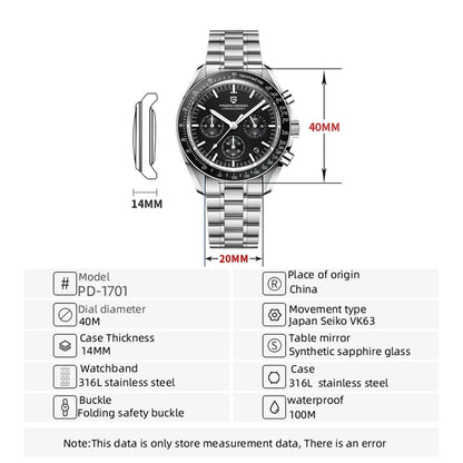 Nuevo reloj para hombre PAGANI DESIGN V6 Moon 2026, cronógrafo deportivo Speed, reloj de cuarzo para hombre, cristal de zafiro AR, bisel de cerámica, reloj seguro
