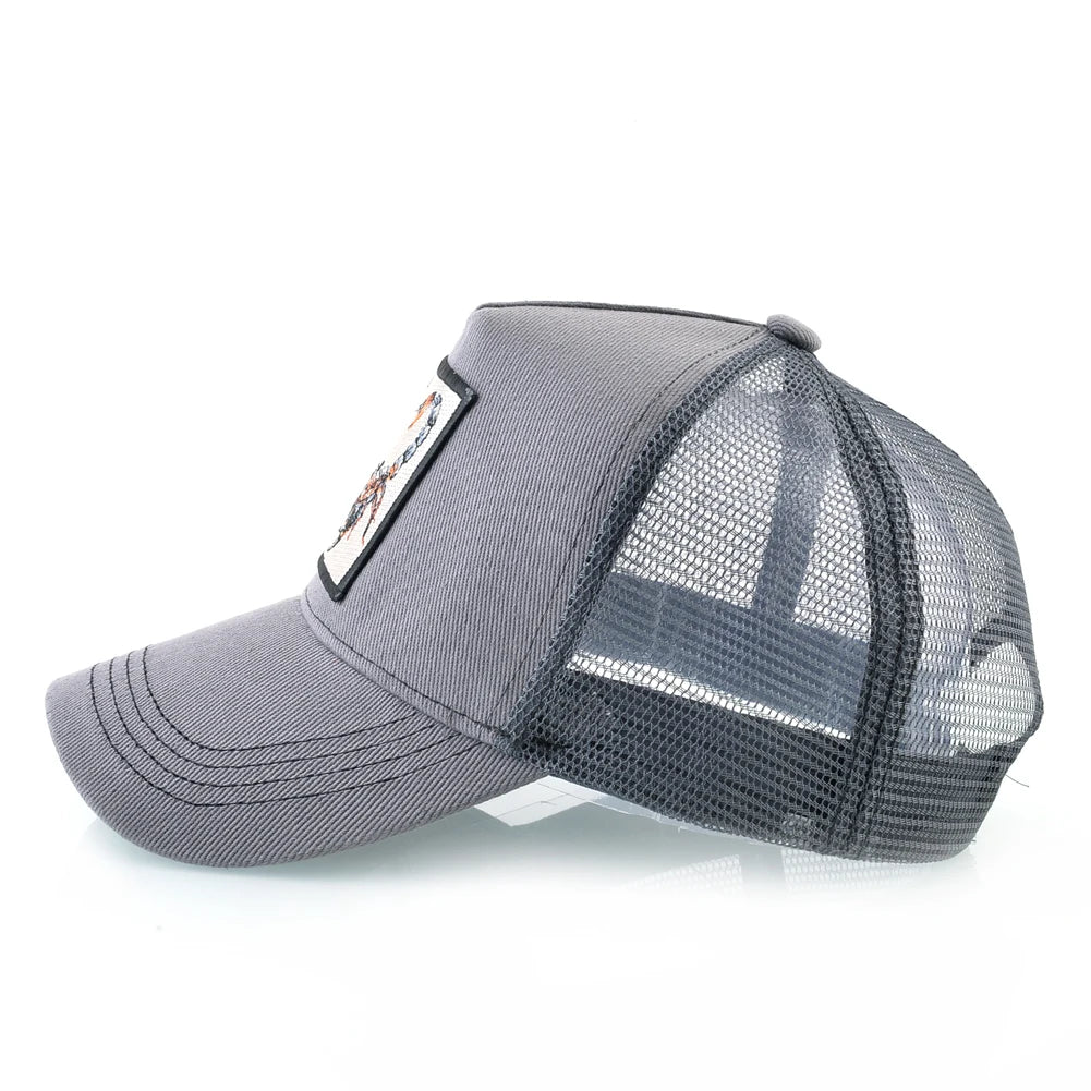 K Four Season Men's Trucker Caps With Scorpion Patch Snapback Hip Hop Baseball Cap For Women Adjustable Unisex Baseball Hats
