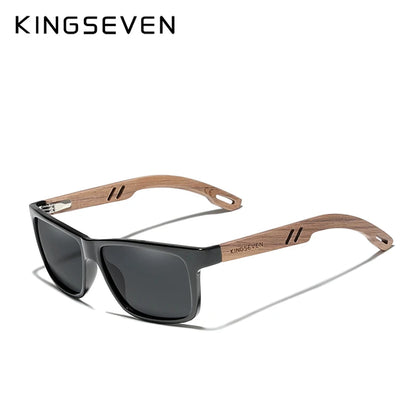 KINGSEVEN Óculos de sol vintage 100% polarizados para homem, em madeira, com proteção UV400, de moda, quadrados, para mulher, Gafas De sol