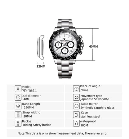 PAGANI DESIGN 2025 New Men's Watches Luxury Rose Gold Quartz Watch For Men 100M Waterproof Sports Chronograph Wristwatch Men