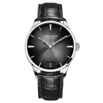 AGELOCER Original Budapest Watch Steel Strap Men's Business Dress Big Calendar Automatic Mechanical Watch Birthday Gift for Men