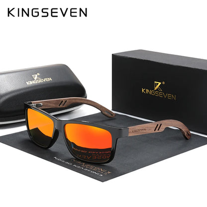 KINGSEVEN Óculos de sol vintage 100% polarizados para homem, em madeira, com proteção UV400, de moda, quadrados, para mulher, Gafas De sol